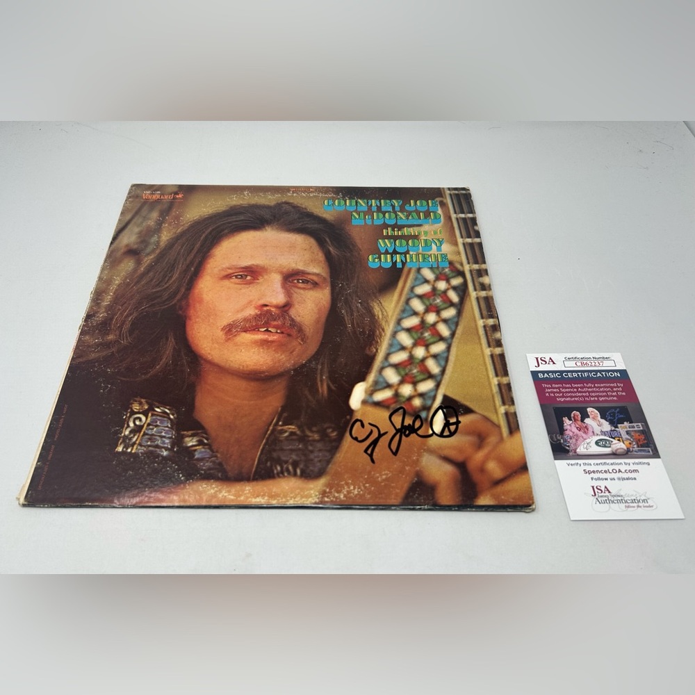 Country Joe McDonald signed Thinking Woody‎ Guthrie Album JSA COA